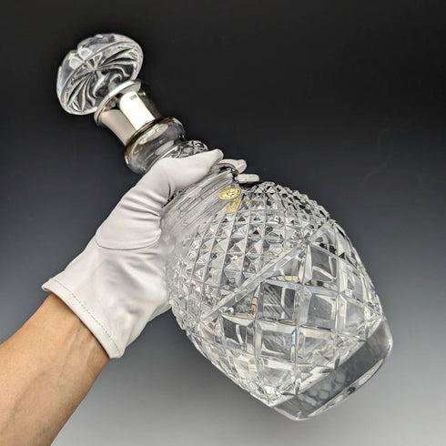 1979 British vintage cut glass sterling silver decanter Mappin and Webb